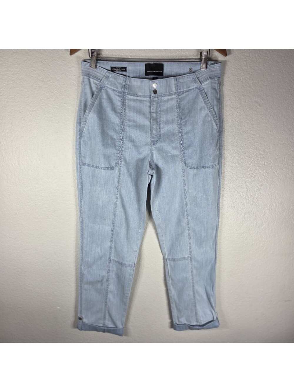 White House Black Market Mid-Rise Straight Crop Pants Size 10 Light Blue